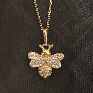 14k Gold Bee CZ Pendant Necklace